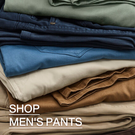 Close up camera shot of men's pants folded.